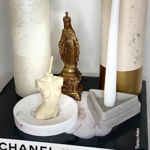 Body Candle in textured stone cream